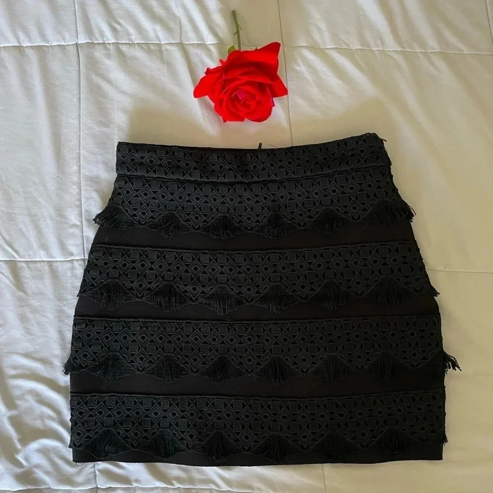 Maje black lace mini skirt